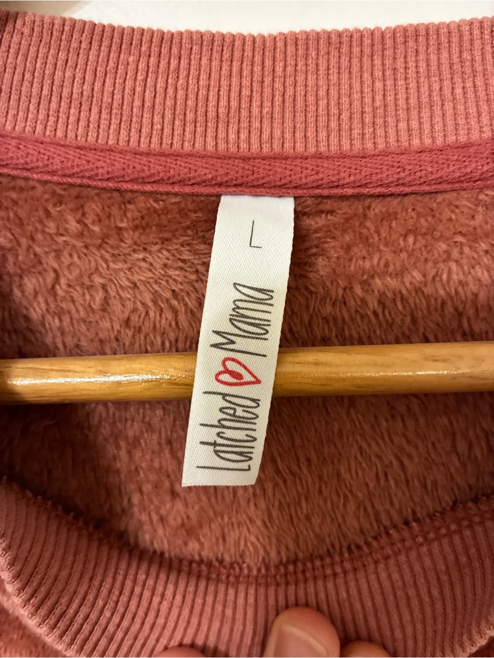 *NURSING* Latched Mama Women's Plush Crewneck Nursing Sweater in Rust Red - Picture 3 of 8